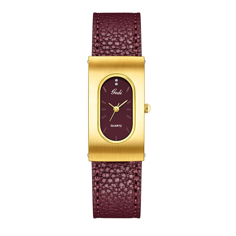 Fashion Trend Ankola Red Belt Watch Niche High-End Red Quartz Women'S Watch Retro Simple Watch