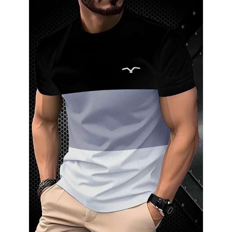 

Летняя мужская повседневная спортивная футболка с 3D-принтом, градиентная, с коротким рукавом, с круглым вырезом 6XL