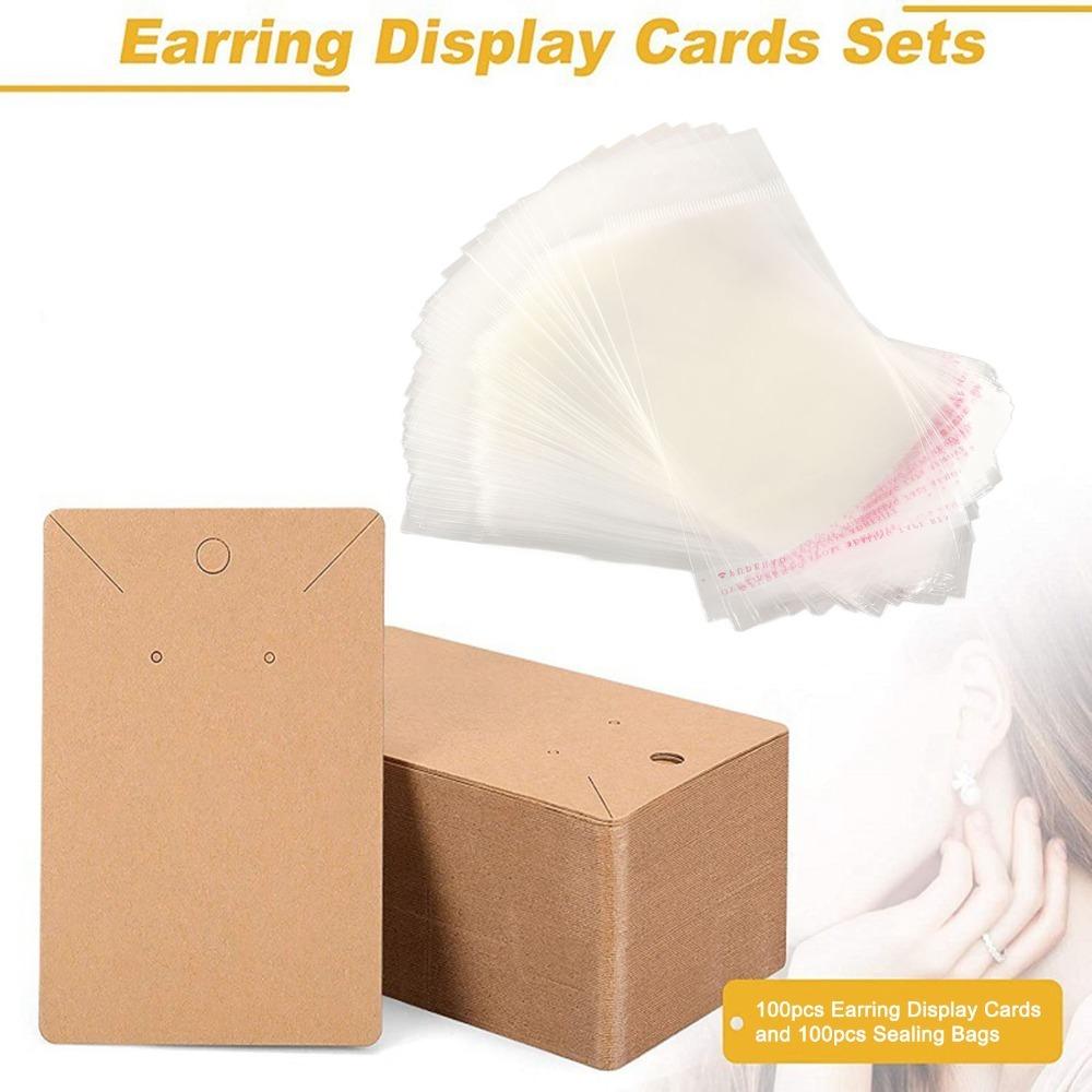 100pcs Hanging Holes Earring Display Cards Kraft Paper Keychain Display Cards  Earring Accessories