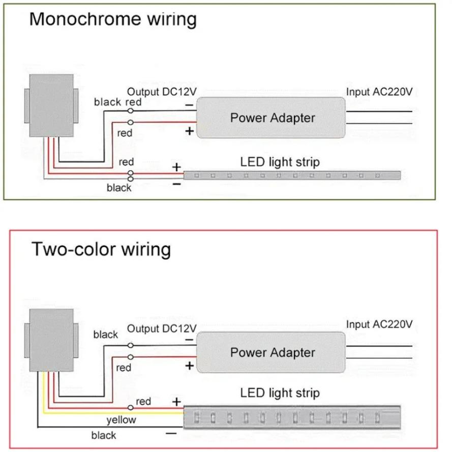 DC12V-24V 3A Smart Baderomsspeil Lys Berøringsfargeendring Dimmbar Tofarget Berøringsdimmerbryter Speil Smart Berøringssensor
