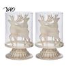 Boutique Shop Display 2Pcs Christmas Hollow Metal Candle Holder, Vintage Tabletop Tealight Lantern, Xmas Seasonal Atmosphere Light Elk, Tree,
