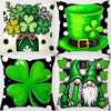 Home Decor St PatrickS Day Shamrocks  Gnomes Pillow Covers Pattern Cushion Cover Suitable for Sofa Bedroom Car Pillow Cover