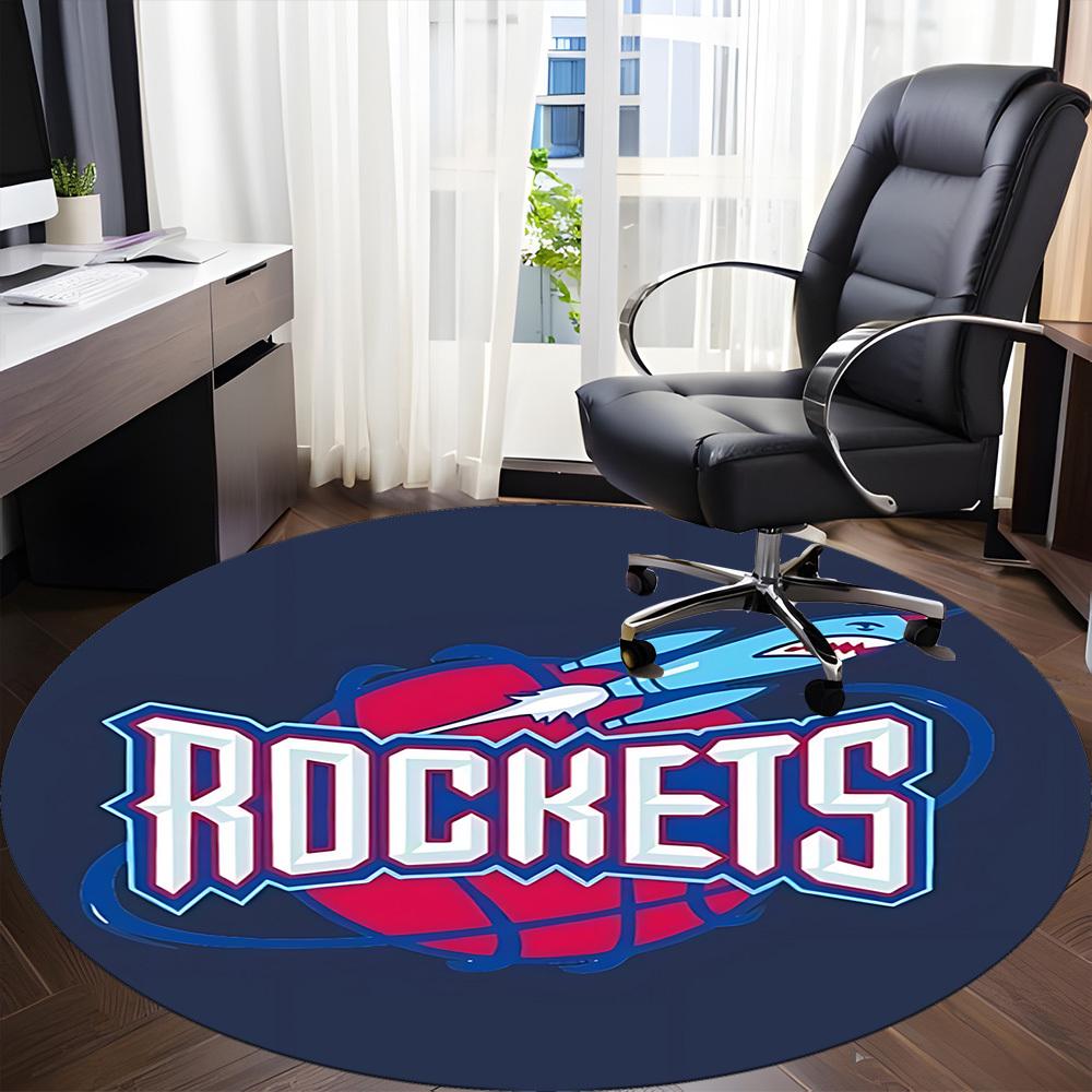 1pc Rockets Basketball Office Round Area Rug,  Under Office Chairs Bedroom Living Room Home Decor a0926188