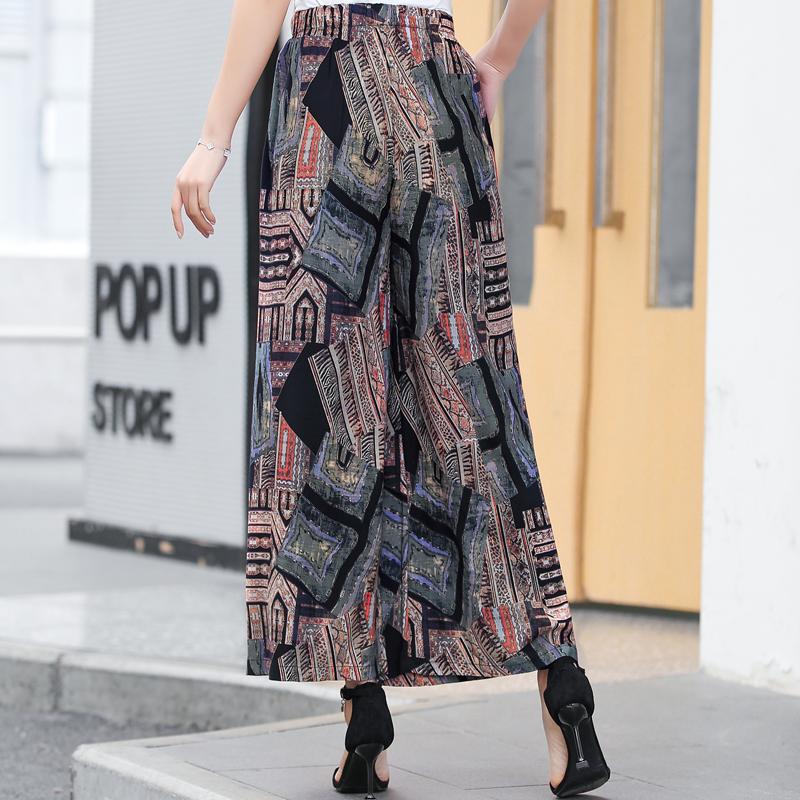 Summer Wide Leg Pants Women Clothes Casual Elastic Waist Plus Size High Waist Trousers Summer Bottoms