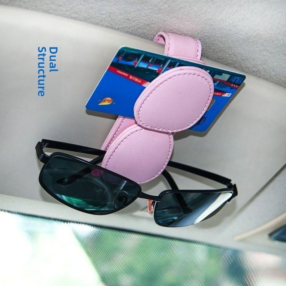 Double Clip Car Sunglasses Frame PU Leather Eyeglasses Storage Clip Ticket Card Clip  Truck
