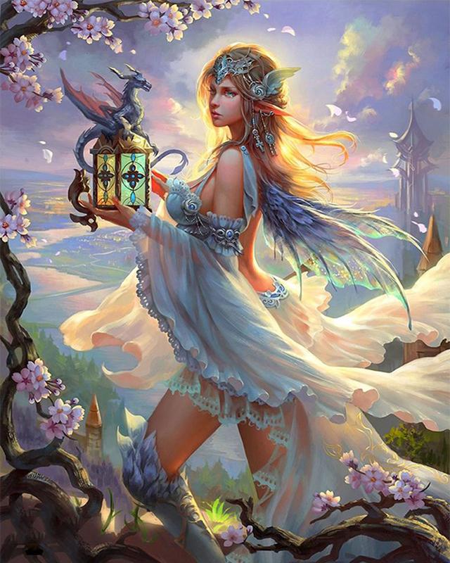 Pictură cu diamante noi elfi 5D bricolaj broderie cu diamante cu punct de cruce Poze cu strasuri Mozaic Decor pentru casa cadou pentru fete