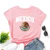 MEXICO Pattern Cotton T-Shirt Short Sleeve Round Neck Women 2d Print Tops