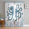 Cartoon Fish Tulle Sheer Window Curtains for Living Room Kitchen Children Bedroom Voile Hanging Curtain