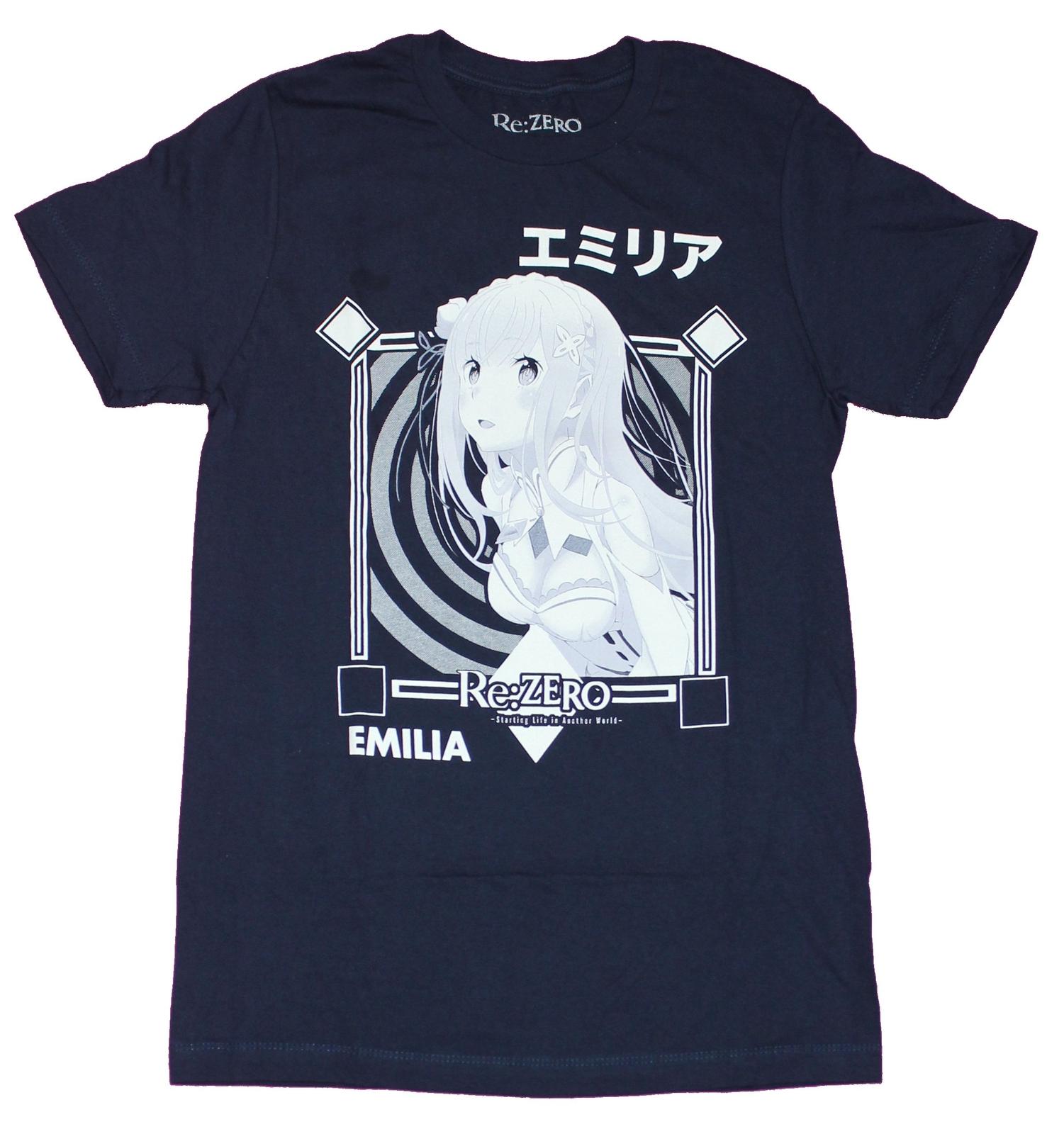 Re Zero Mens T-shirt Emilia White Spiraled Portrait Image XL