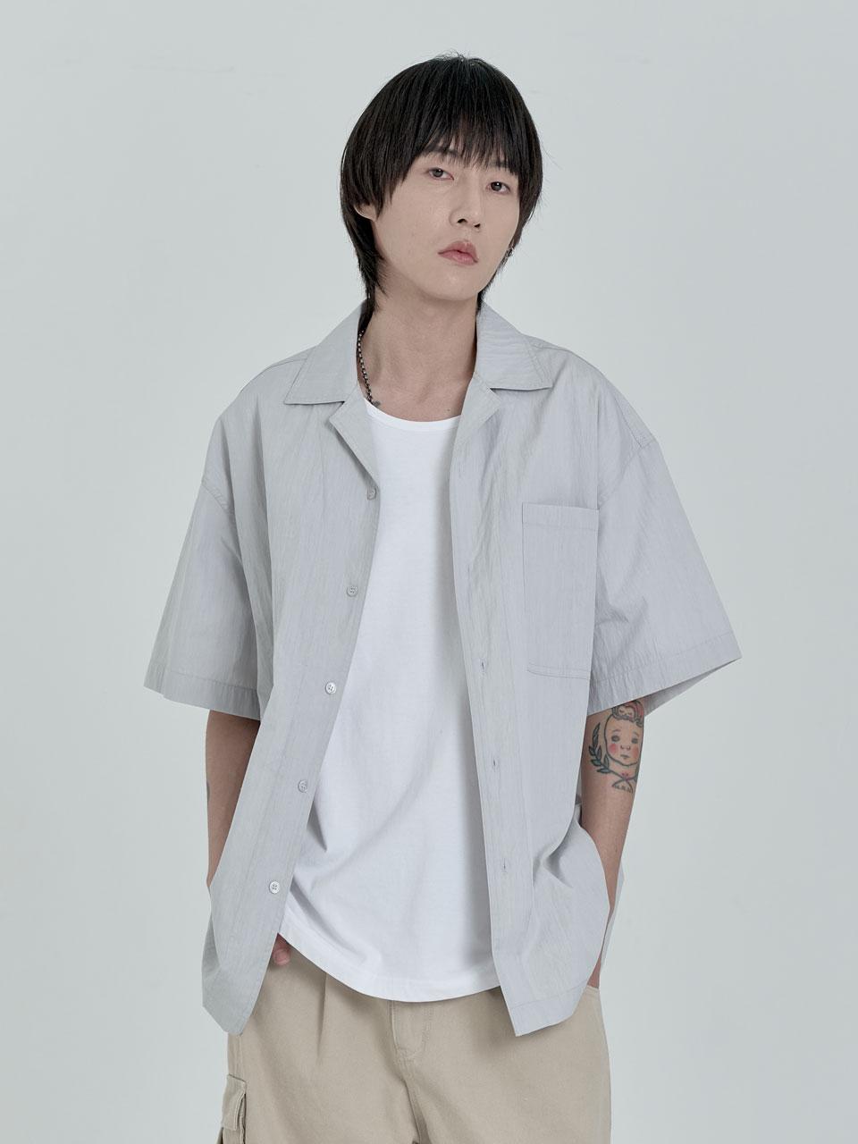 Inexis Ruffle Half Shirt (L.Gray) F