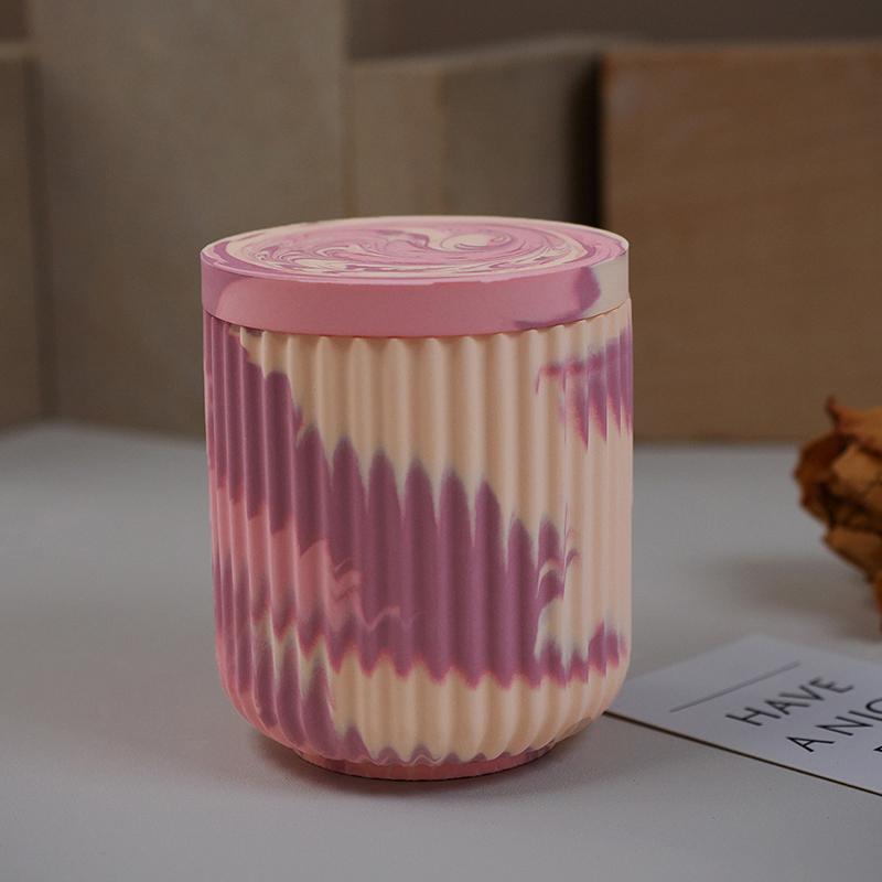 Smooth Covered Jar Gypsum Cement Mold Striped Candle Cup Silicone Mold Mirror Drip Mold