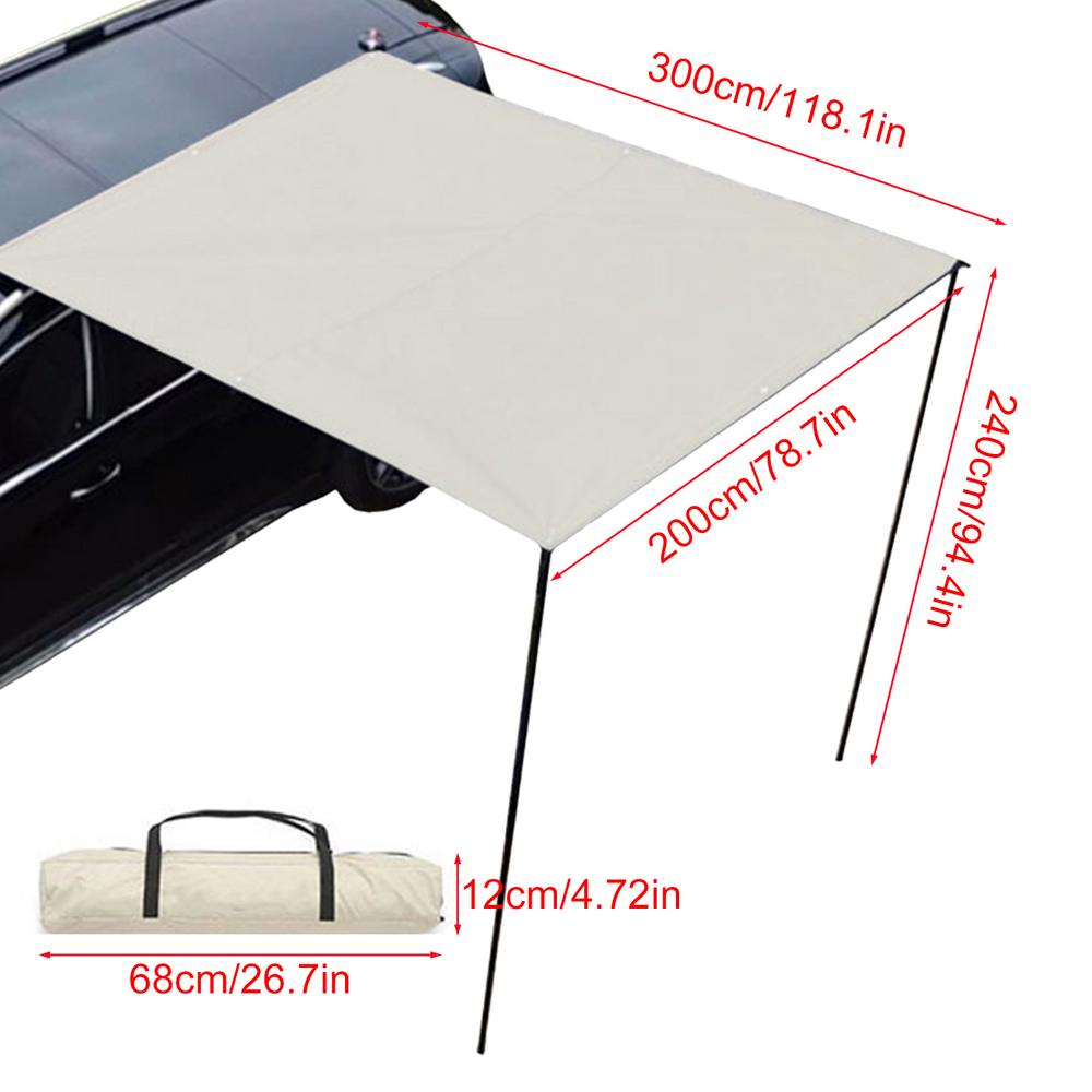 Vehicle Awning Sun Shade Coverage PU3000mm UV50 Weatherproof Car Side Awning For SUV Camping Overlanding Hardware Included