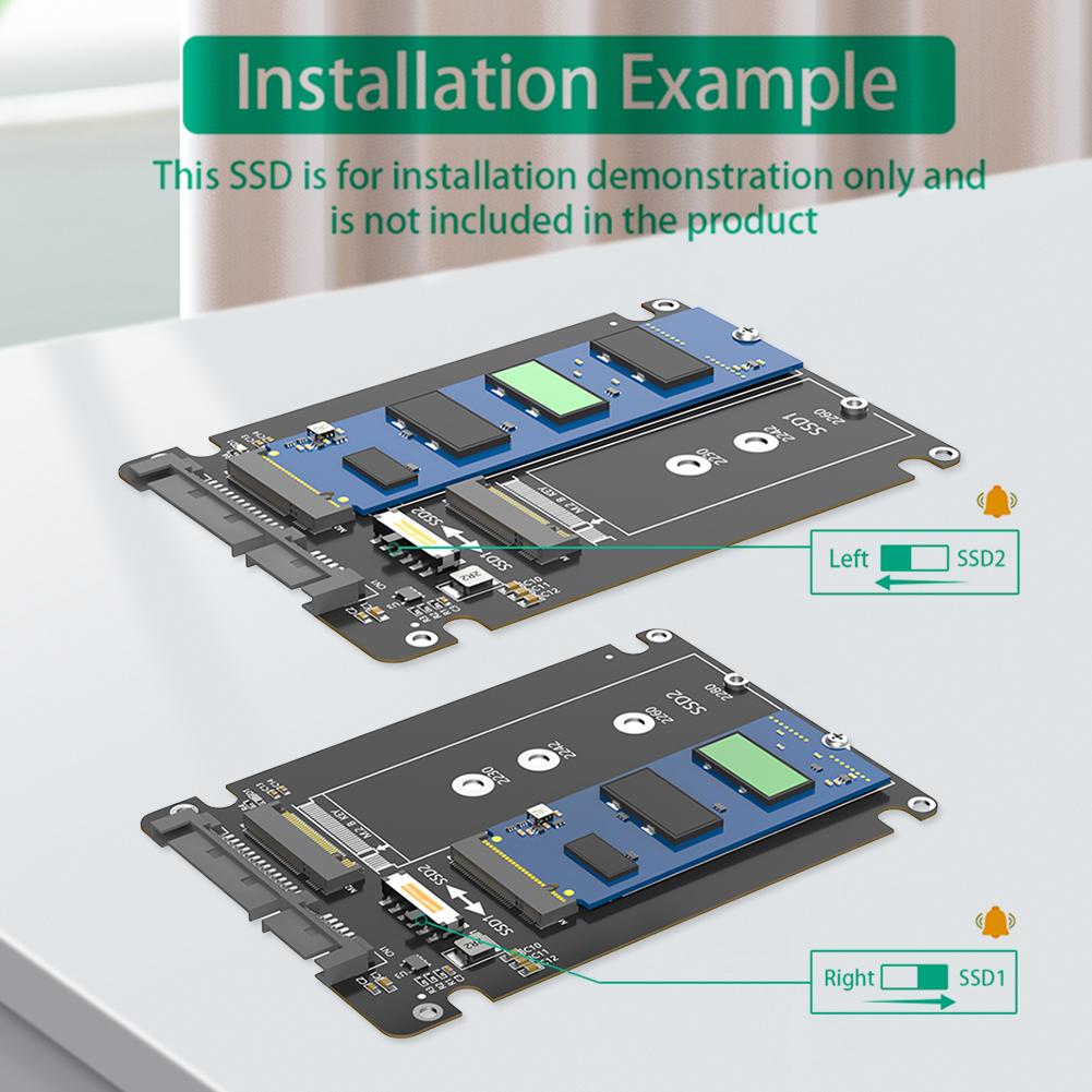 Dual M.2 B Key NGFF SSD To 2.5 SATA III Adapter M2 NGFF To SATA Adapter Card Dual NGFF B Key M.2 SSD Card with Plastic Enclosure