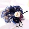 Headwear Beaded Hair Bands Flower Mesh Scrunchies Women Hair Ties Hair Rubber Bands Double Layer