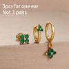 3PCS 12 Styles Green Cubic Zirconia Flower Pendant Earring Set For Women Stainless Steel Round U-Shape Hoop Earring Jewelry
