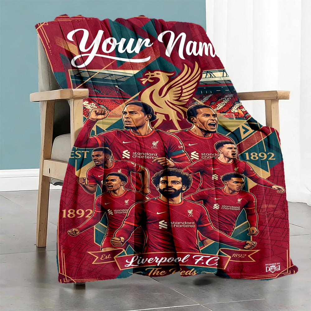 Liverpool Fc Customize Text Blanket Gift Customizable Blanket Durable Comfort Throw For Bed Office Living Room Nap Four Seasons Universal