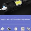 Mini LED Flashlight COB+XPE Portable Torch USB Charging Camping Lantern Zoomable Focus Light Tactical Flashlight with Pen Clip