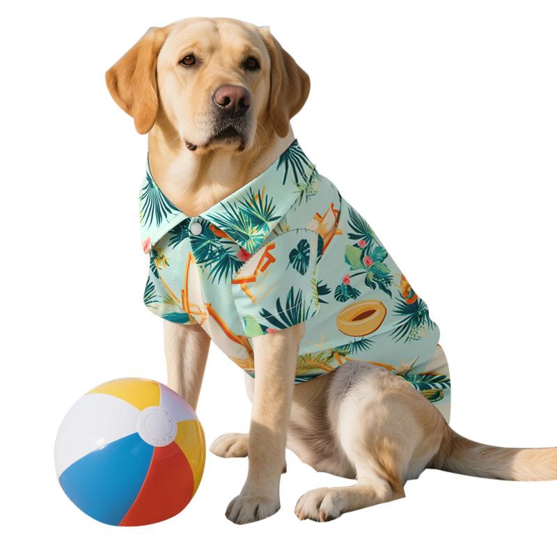 Summer Ice Pet Shirt Big Dog Printed Beach Shirt Breathable Clothing