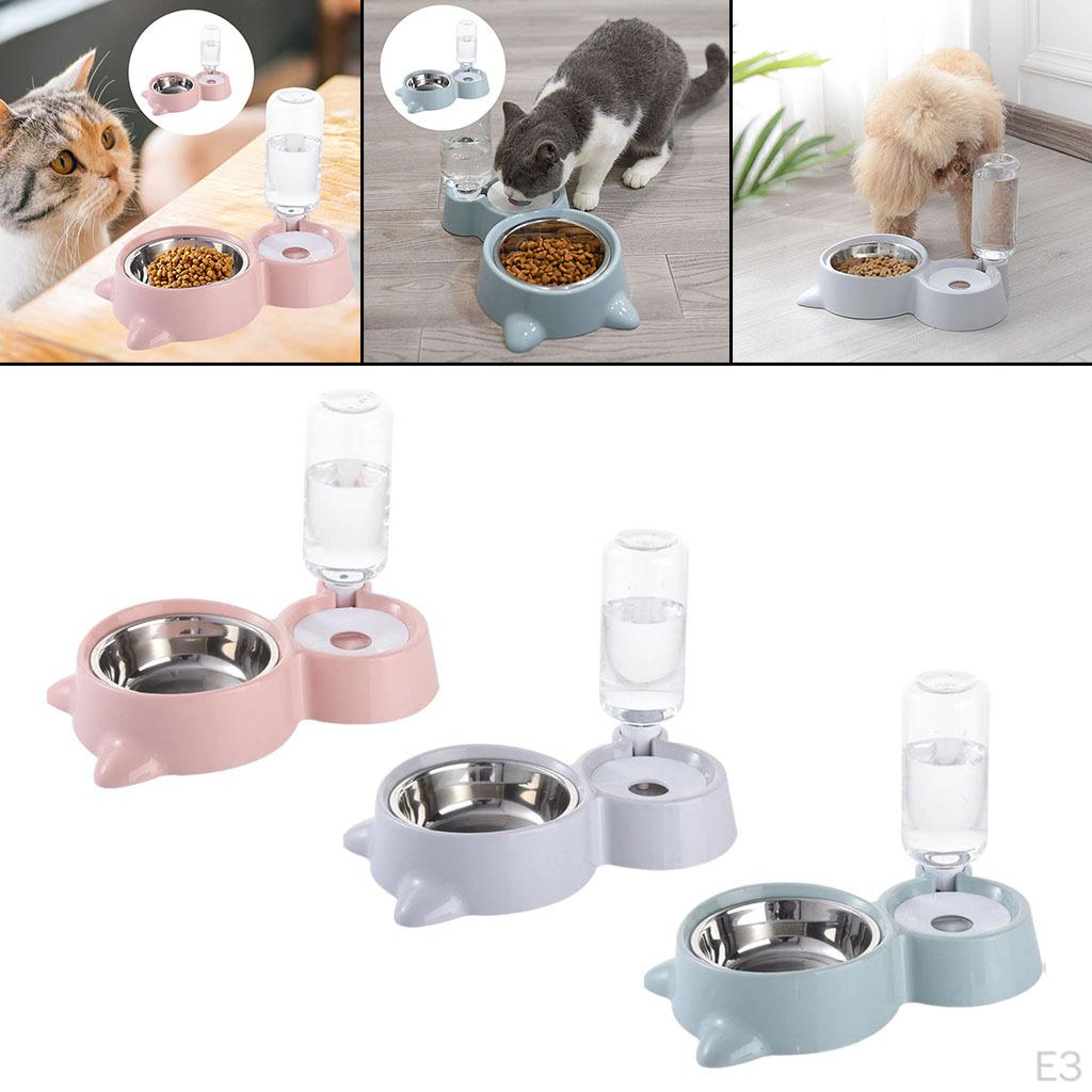 Bowl Pet Dishes, Feeder Feeding for Cats or Small Dogs Steel Double Bowls