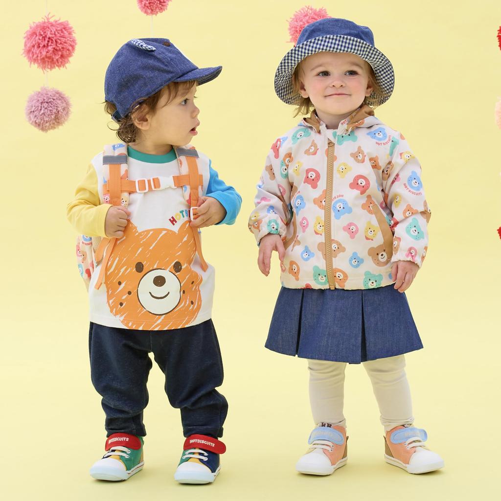 Miki House Hot Biscuits Long Sleeve T-Shirt, Boys and Girls, Baby, Kids, Children's Clothing, Orange, 80cm, 73-5202-140