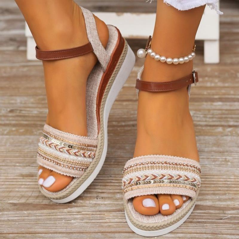 Women's Braided Casual Sandals Buckle Strap Platform Wedge Sandles for Women 2026 Summer Light Non Slip Walking