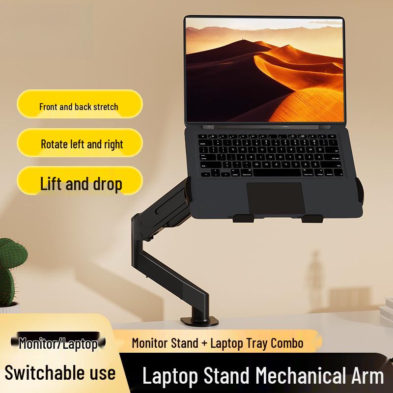 Adjustable Dual Screen Laptop & Monitor Stand with Mechanical Arm