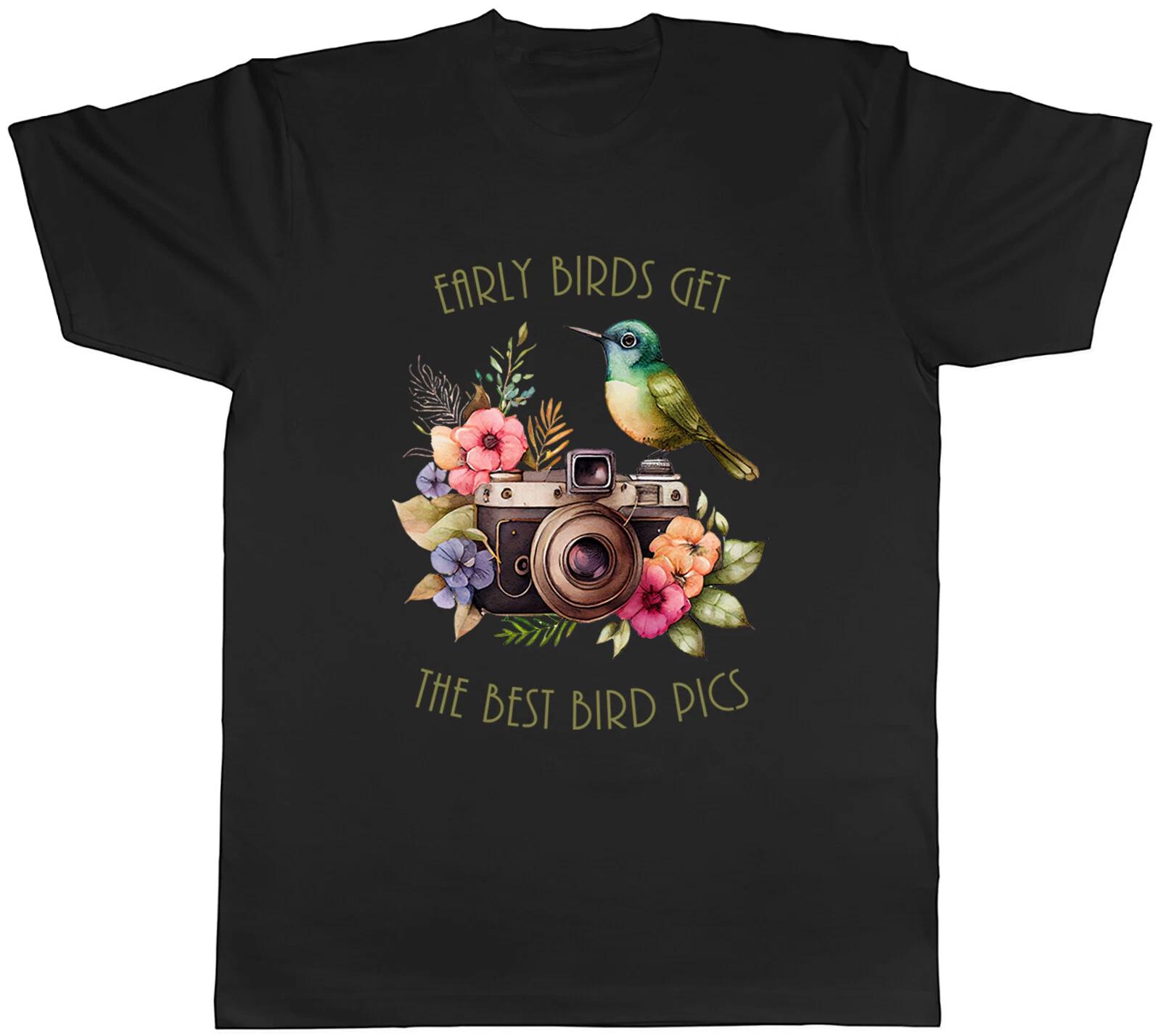 Bird Watching Mens T-Shirt Early Birds get the Best Bird Pics Tee Gift XXL