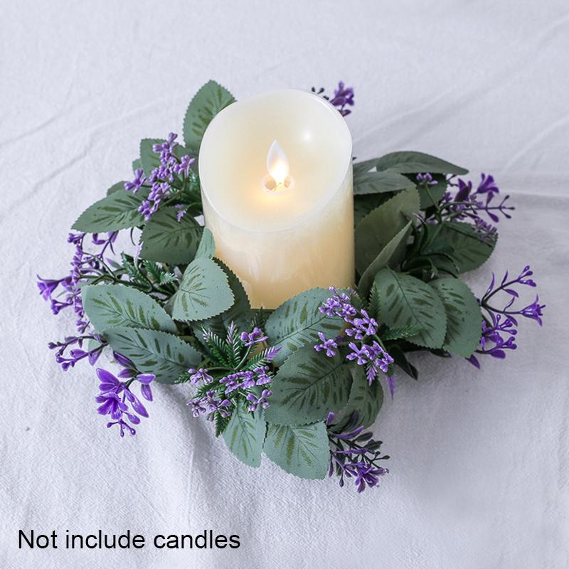 Christmas Candlestick Wreath Decoration Fake Flower Garland Candle Holder Wreath Wedding Party New Year Home Decor Xmas Ornament
