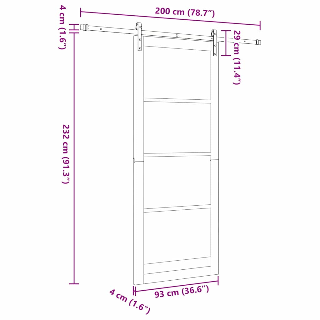 ORKDAL Sliding Door Natural 93 X 232 Cm Solid Pine Wood and Glass