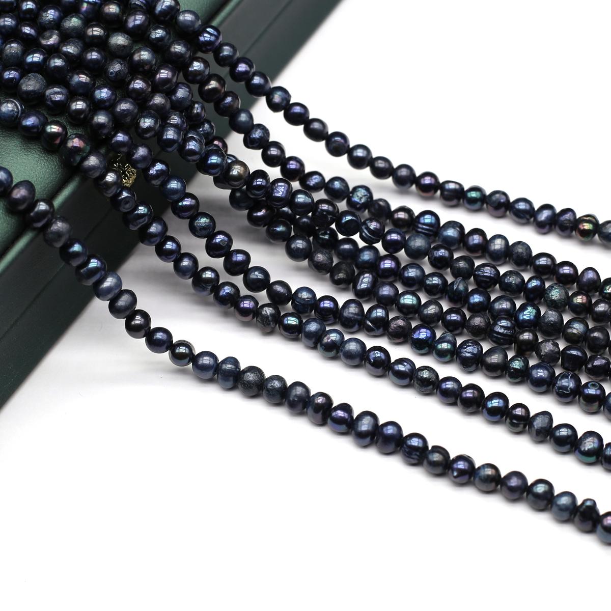 

1String, Black Natural Freshwater Pearls, Dark Style Luxury Round Pearl Beads for Jewelry Making DIY, Unique Birthday Party Wedding Crafts, 36cm 1String/5-6mm-36cm чёрный