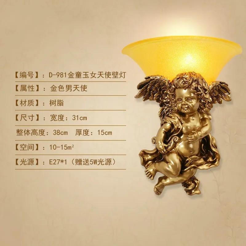 

Простой настенный светильник в виде ангела, европейский настенный светильник у кровати в гостиной, на стене у телевизора, в проходе, в ресторане, в креативной спальне, в стиле ретро