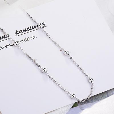 S925 Sterling Silver Jednoduchý korálkový náhrdelník Korejský styl Joker Dámský náhrdelník Sterling Silver šperky