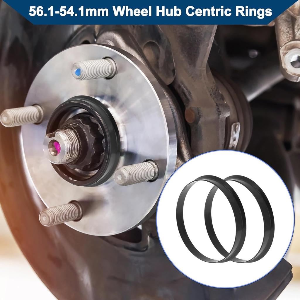 Car Wheel Hub Centric Rings Wheels Center Shaft Shock Absorbing Hubrings Durable Polycarbonate OD 56.1mm to ID 54.1mm 4 Pcs Black Durable Material