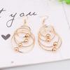 New Multi-layers Circles Hanging Earrings Exaggerated Gold Metal Pendants Women's Hook Earrings Punk Jewelry