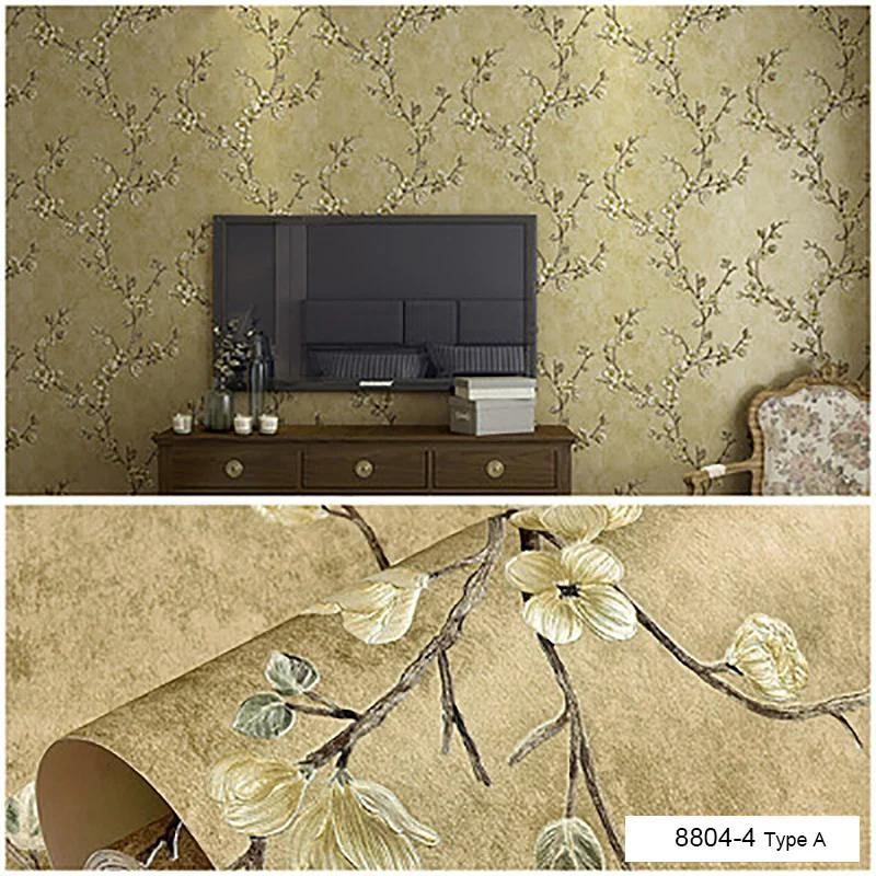Retro Plum Blossom AB with Self Adhesive Wallpapers  Bedroom Living Room Restaurant Home Decoration Wallpaper Self Adhesive