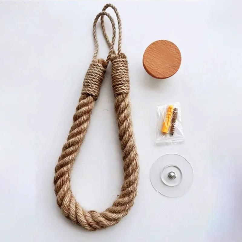 1-10Pcs Jute Rope Tissue Holder Wooden Towel Rack No Drill Paper Towel Organizer Bathroom Storage Shelf Bathroom Organizer Rack