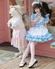 Milky Time Women's Lolita Maid Cosplay Dress, Short Sleeves, Ribbon, 4 Colors (Blue)