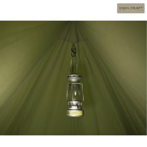 YAJIN CRAFT Tipi-Style Tent, Green, One-Pole Tent, TC Tent with One-Pole Skirt, Solo Camping, Easy Setup, Military Tent