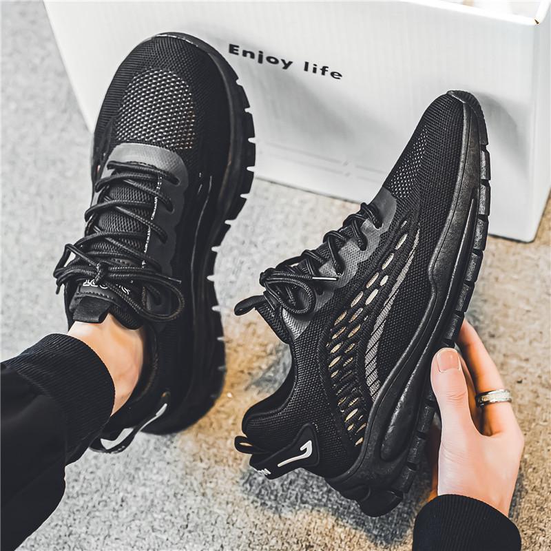 

2025 new summer men s shoes mesh breathable fly-woven casual work shoes fashion versatile trend Hong Kong style dad shoes 44