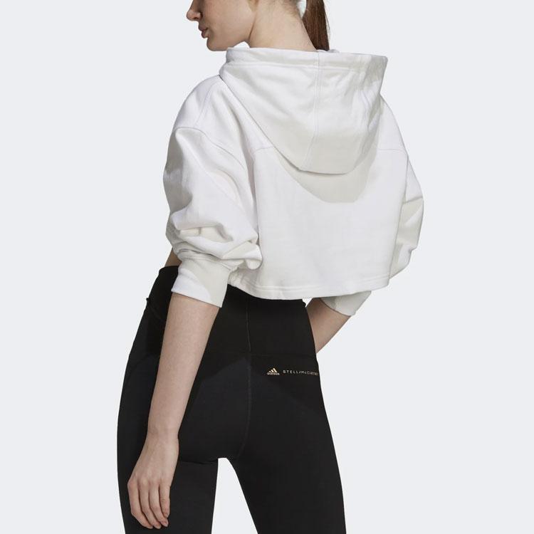 Adidas X Stella McCartney Λογότυπο Κοντό Φαρδύ Φούτερ με Κουκούλα Γυναικεία Φούτερ Λευκό GL7336