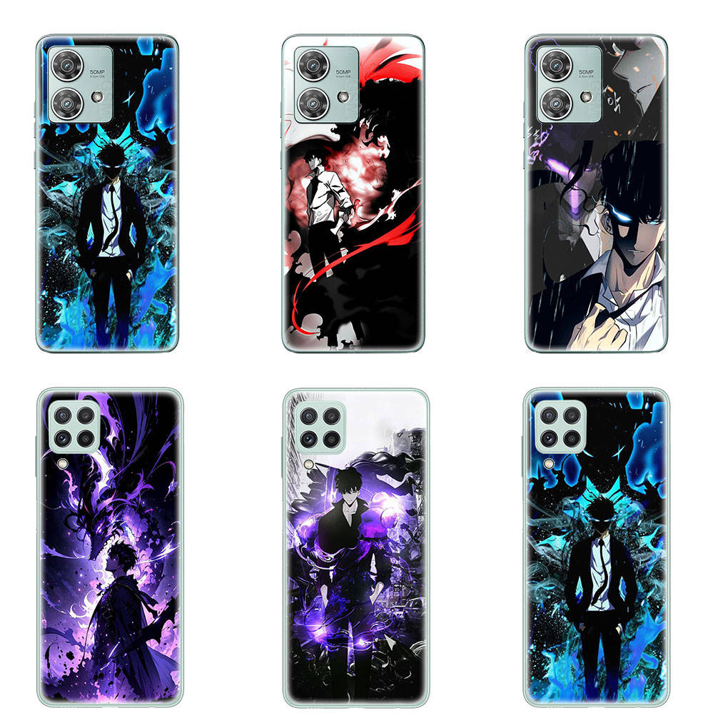 Per Motorola Moto Edge 40 30 neo G54 G24 G84 iPhone 15 14 Xiaomi Redmi Note 13 12 11 Pro Samsung Galaxy A54 Custodia anime Sung Jinwoo Solo Leveling Arise