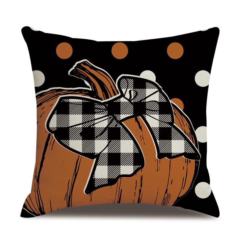 Thanksgiving Linen Pillowcase Autumn Pumpkin Print Pillow Cushion Cover