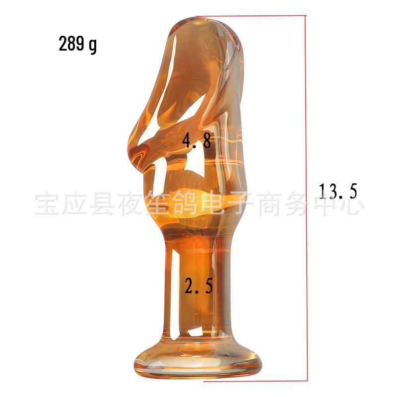 Large Brown Transparent Realistic Glass Dildo for Female Masturbation