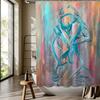 1pc Artistic Abstract Figure Shower Curtain, Digital Print, Machine Washable,Suitable for All Seasons, Bathroom Decor