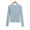 Pure Desire Style Fake Two-Piece Off-Shoulder Imitation Cashmere Square Neck Long-Sleeve Slim Fit Women's Top
