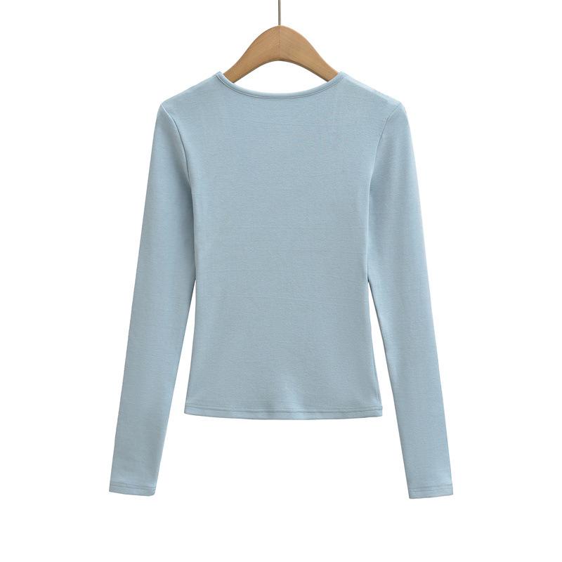 Pure Desire Style Fake Two-Piece Off-Shoulder Imitation Cashmere Square Neck Long-Sleeve Slim Fit Women's Top