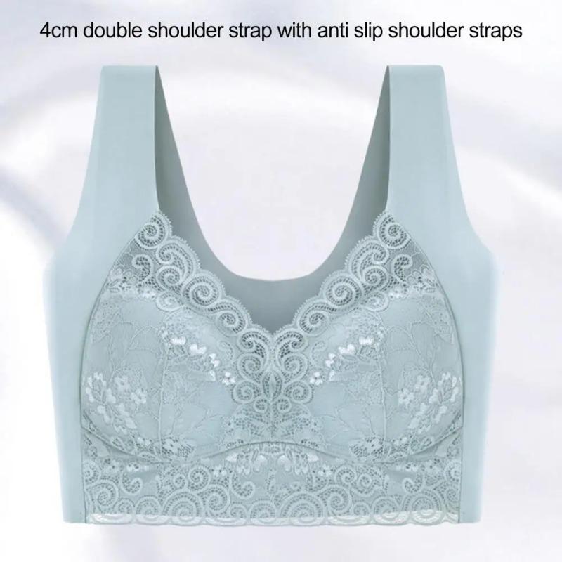 Reggiseno da Donna con Spalline Larghe in Pizzo Senza Cuciture Morbido Traspirante Stile Canotta Reggiseno Imbottito Push Up Reggiseni Elasticizzati Biancheria Intima da Donna