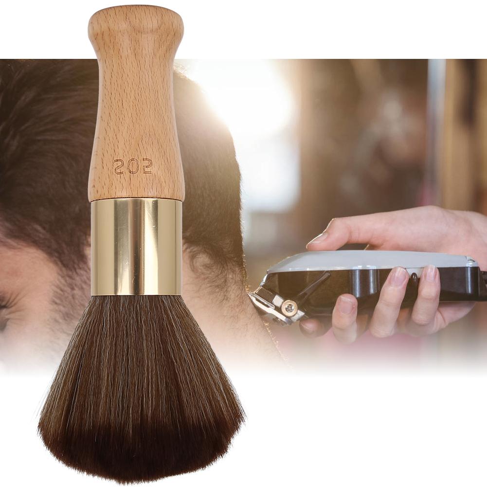 Neck Duster Brush Cleaning Hair Shaving Brushes Styling Salon Tool with Wooden HandleBurlywood