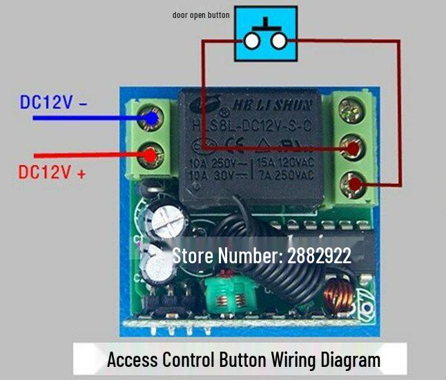 12V Wireless Remote Control Switch & Metal 2-Key Remote for A On/B Off Electric Locks or LED.