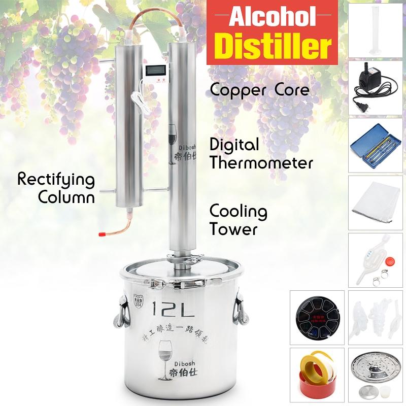 12/20/35L Stainless Efficient DIY Alcohol Ethanol Distiller Home Brew Still Moonshine Wine Making Tools Boiler